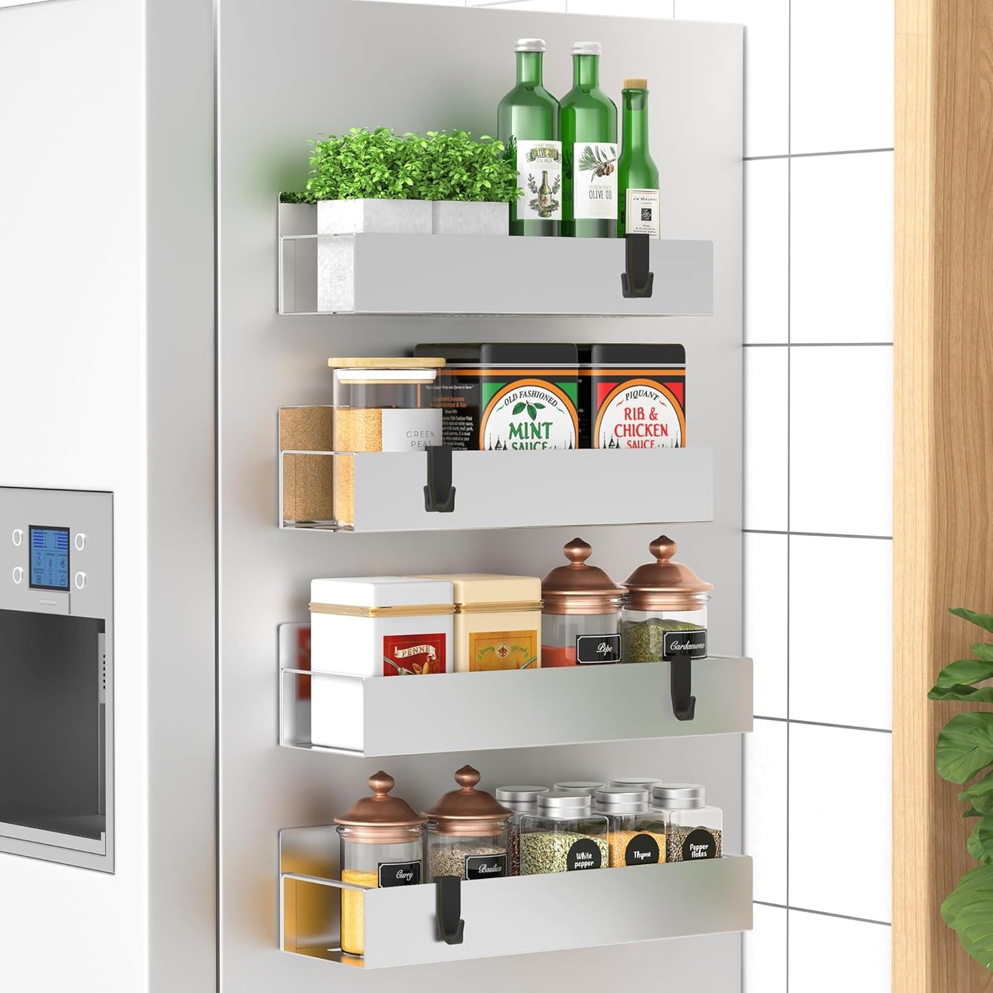 Magnetic Spice Storage - 4-Pack, Strong Hold, Kitchen Space Saver