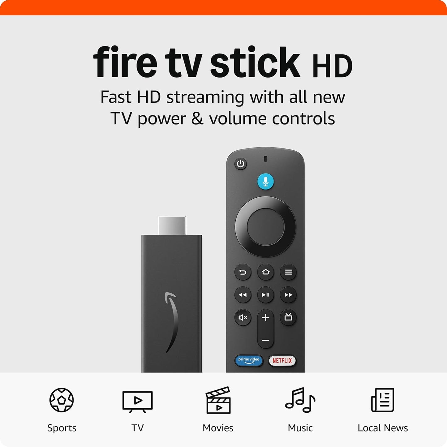 Fire TV Stick HD - Alexa Voice Remote, Free Live TV