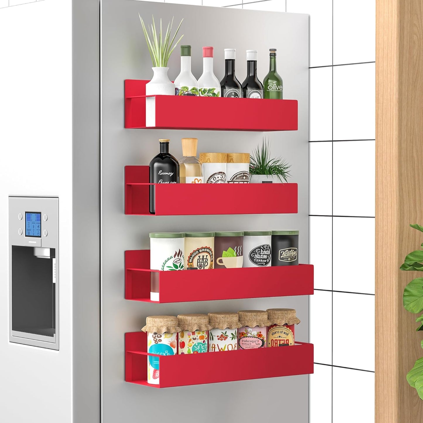 Magnetic Spice Storage - 4-Pack, Strong Hold, Kitchen Space Saver