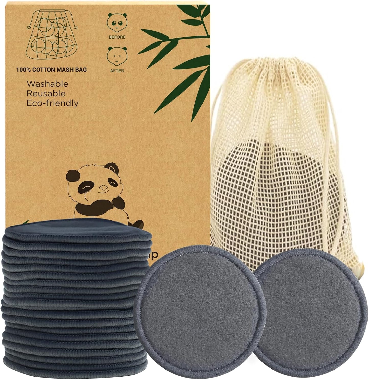 Reusable Makeup Remover Pads - Eco-Friendly Bamboo Cotton Rounds