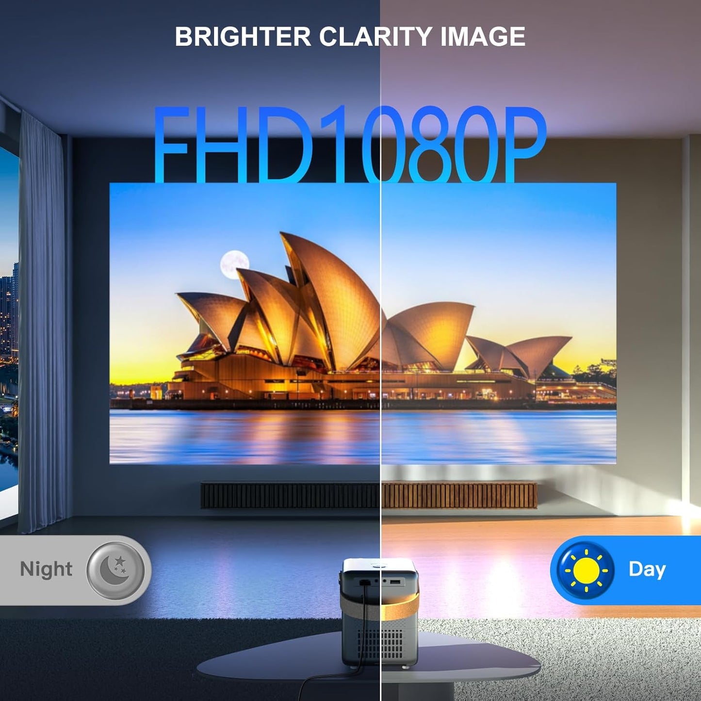 WIMIUS P61 Mini Projector - 5G WiFi/Bluetooth, 1080P HD, 300" Screen