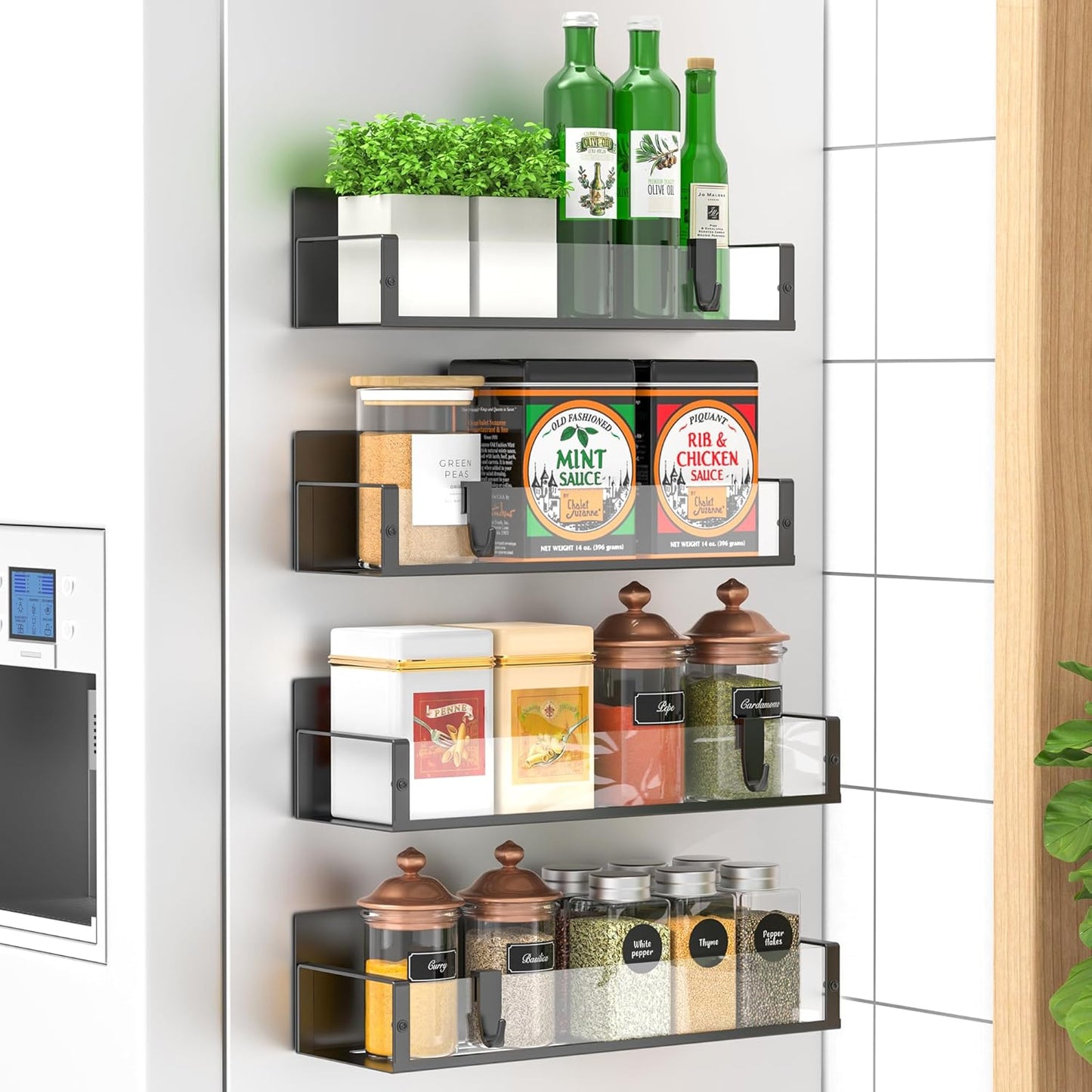 Magnetic Spice Storage - 4-Pack, Strong Hold, Kitchen Space Saver