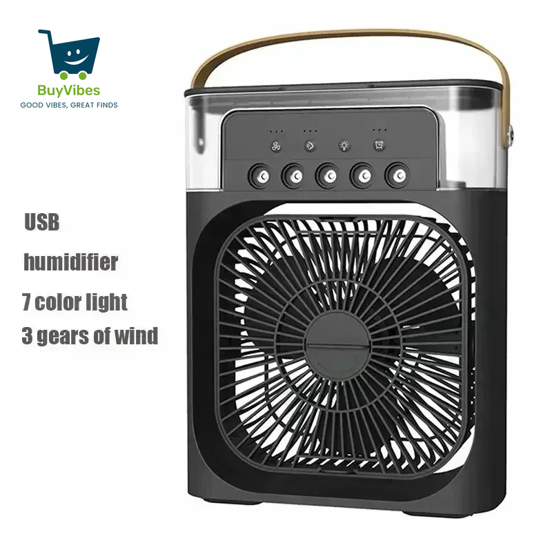 CoolMist Glow™ – Portable 3-in-1 Air Cooler Fan, Humidifier & 7-Color LED Night Light | USB Mini Air Conditioner for Home, Office & Travel