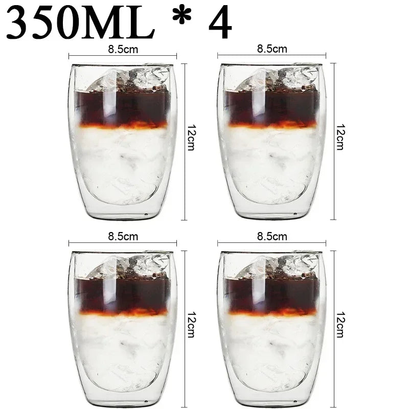 PureTaste™ Lead-Free Glass Cup Collection - Double Wall Design for Bar/Home/Office (Gift-Ready Packaging)