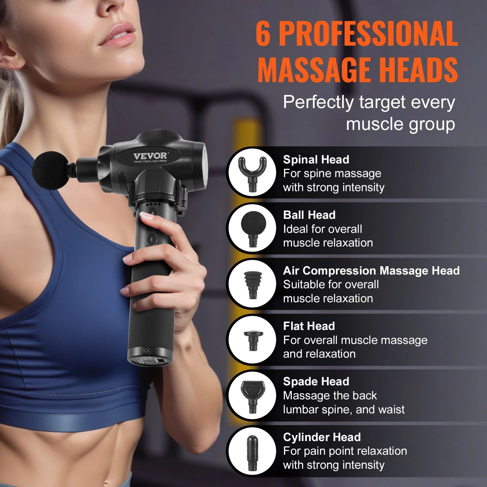 HyperStrike Pro Massage Gun | 9-Speed Deep Tissue Percussion with 6 Heads & 24V Power