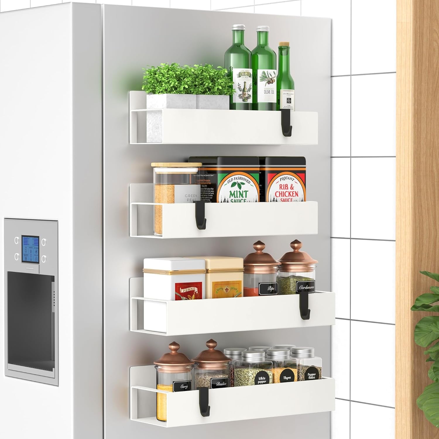Magnetic Spice Storage - 4-Pack, Strong Hold, Kitchen Space Saver