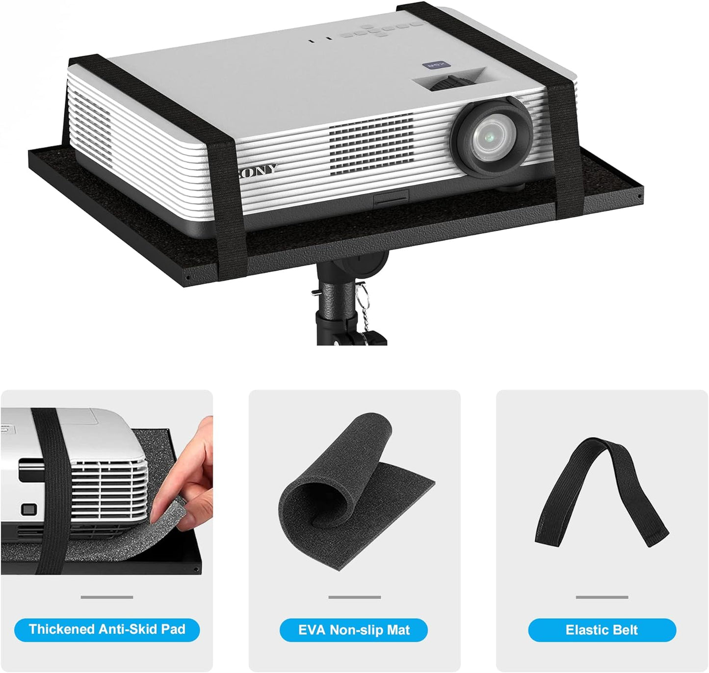 Adjustable Projector Stand (23"-46") w/ Phone Holder - 22lb Capacity