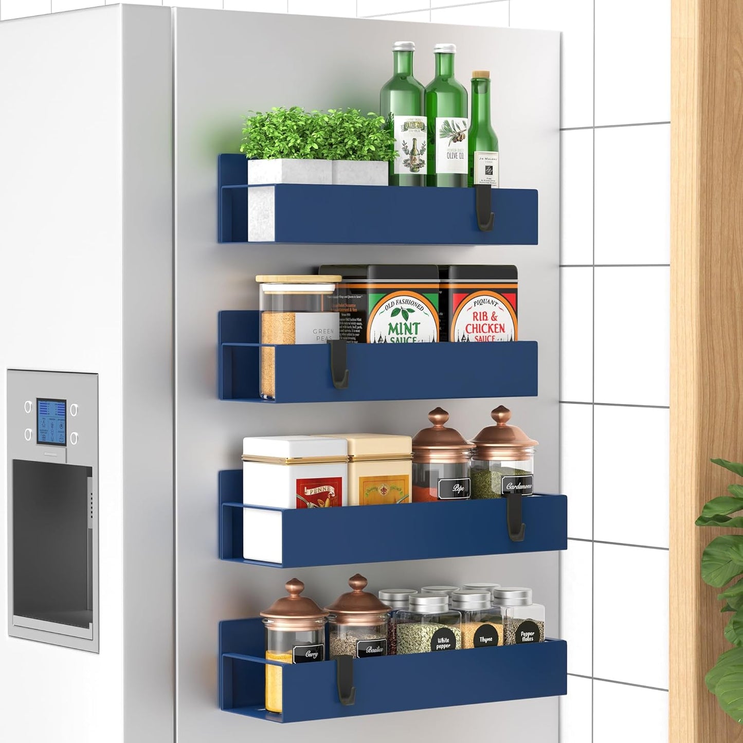 Magnetic Spice Storage - 4-Pack, Strong Hold, Kitchen Space Saver