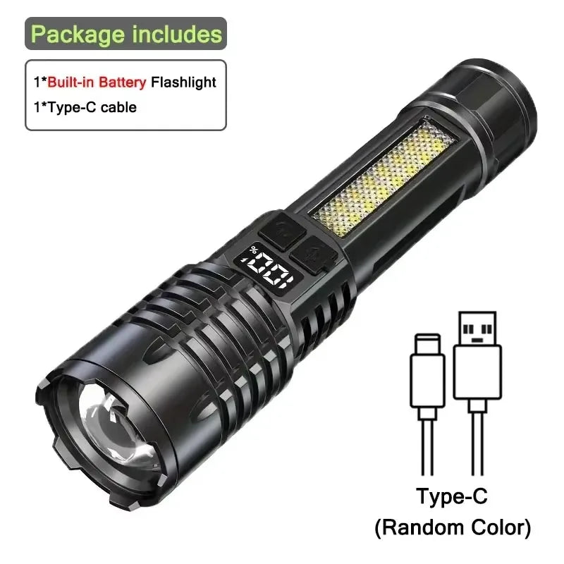 TactiBeam™ X900 LED Torch - 18650 4000mAh Battery, 1.2M Drop Proof, USB-C Fast Charging