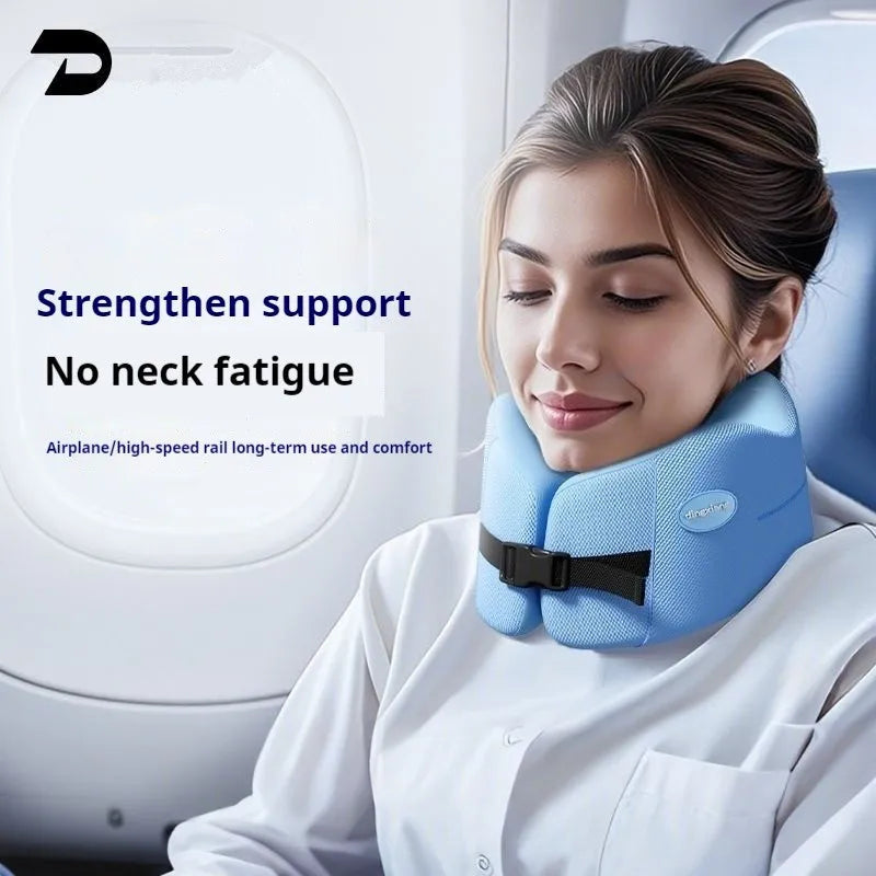 AeroRest™ Smart Neck Pillow - Ergonomic Memory Foam Design with Adjustable Chin Support (Grey/Blue)