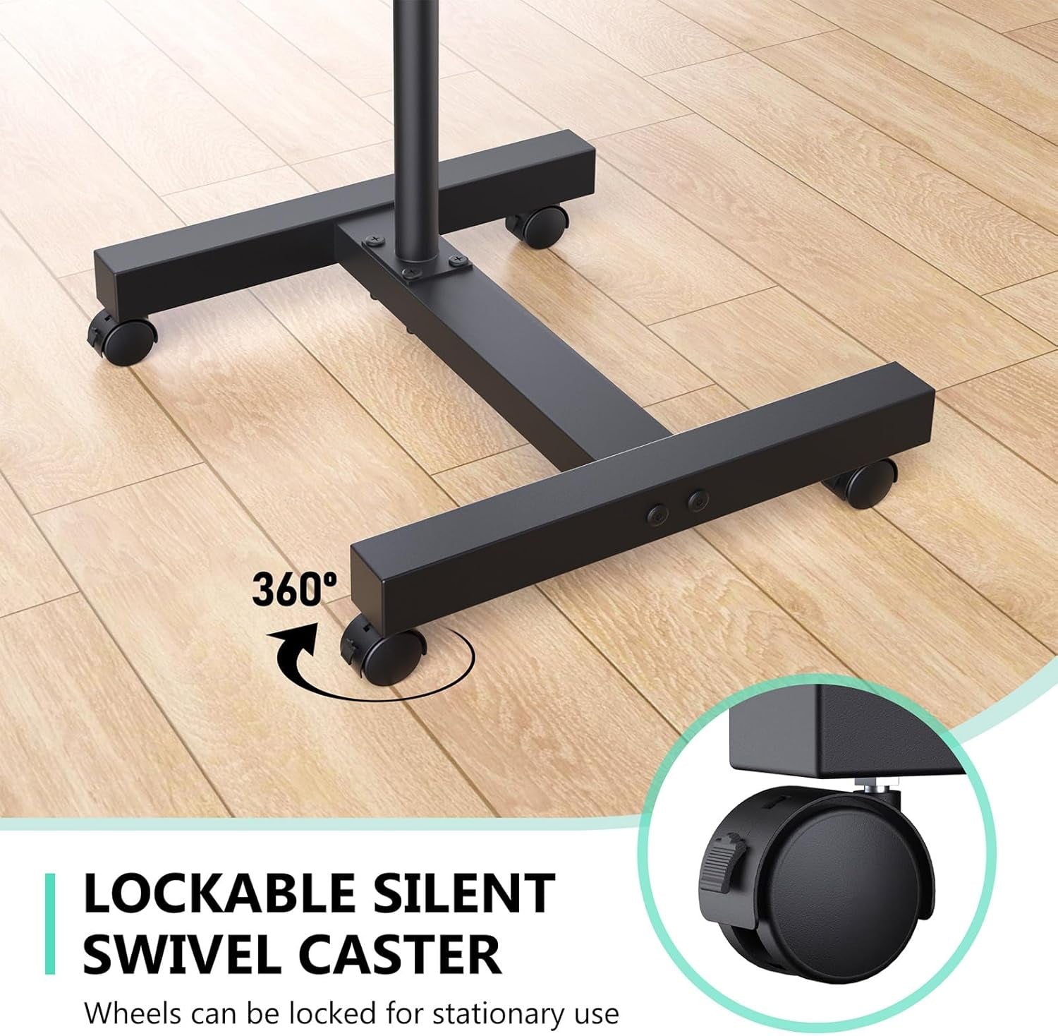 Height-Adjustable Laptop Cart - 360° Casters, 180° Tilt Trays