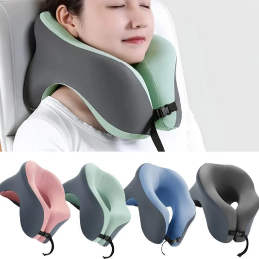 AeroRest™ Memory Foam Travel Pillow - 5-Second Rebound Tech with Adjustable Neck Support & Waterproof Bag