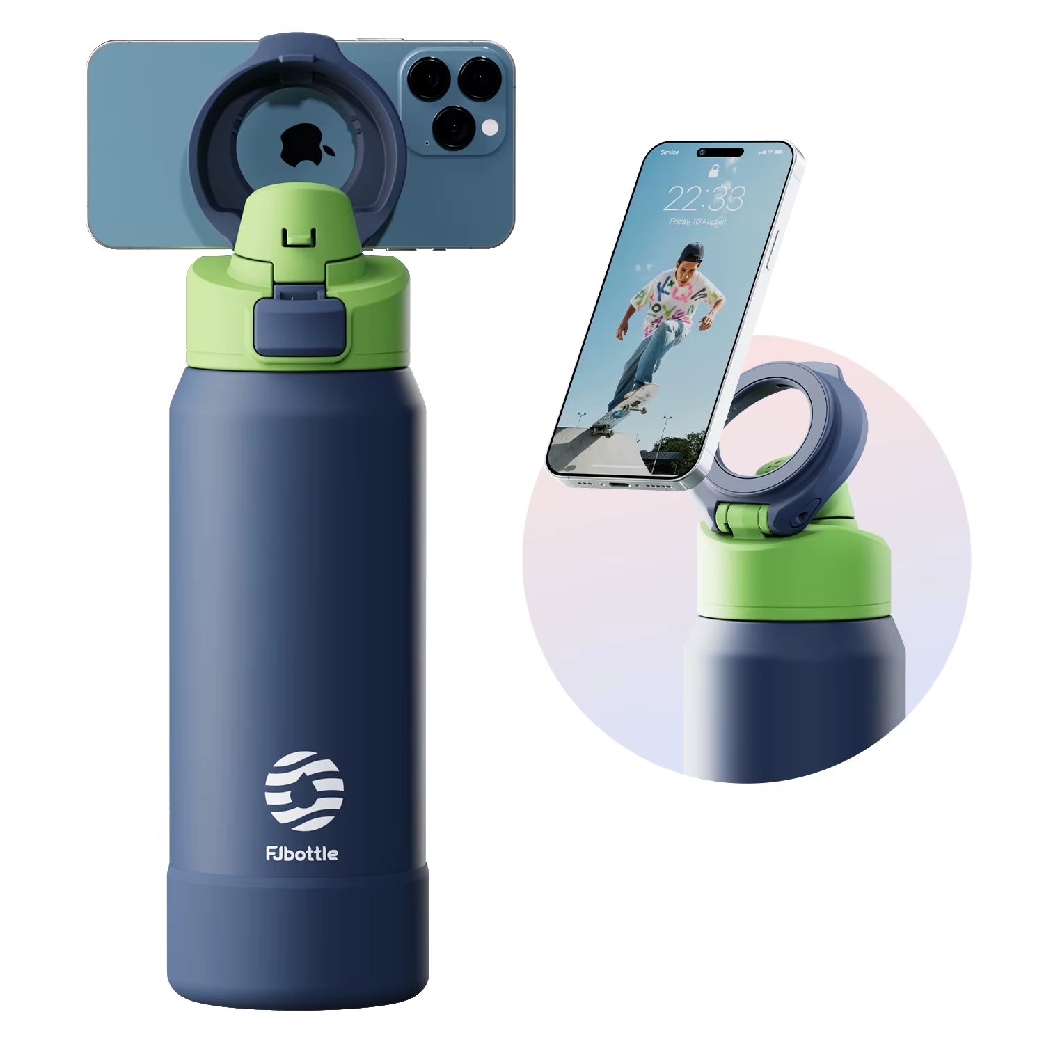 PhoneSip™ Magnetic Water Bottle - Double-Wall Vacuum Stainless Steel with Anti-Slip Phone Mount