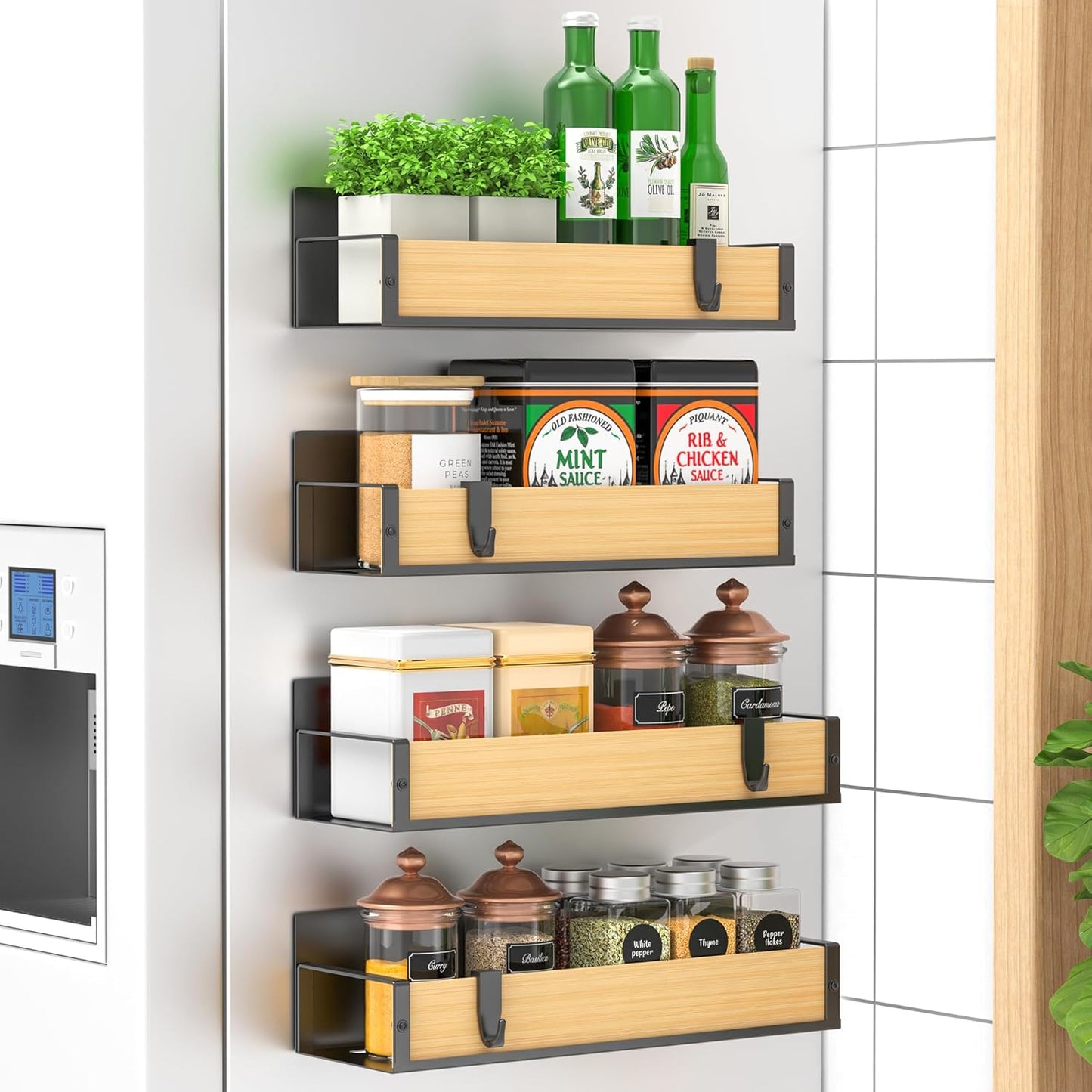 Magnetic Spice Storage - 4-Pack, Strong Hold, Kitchen Space Saver