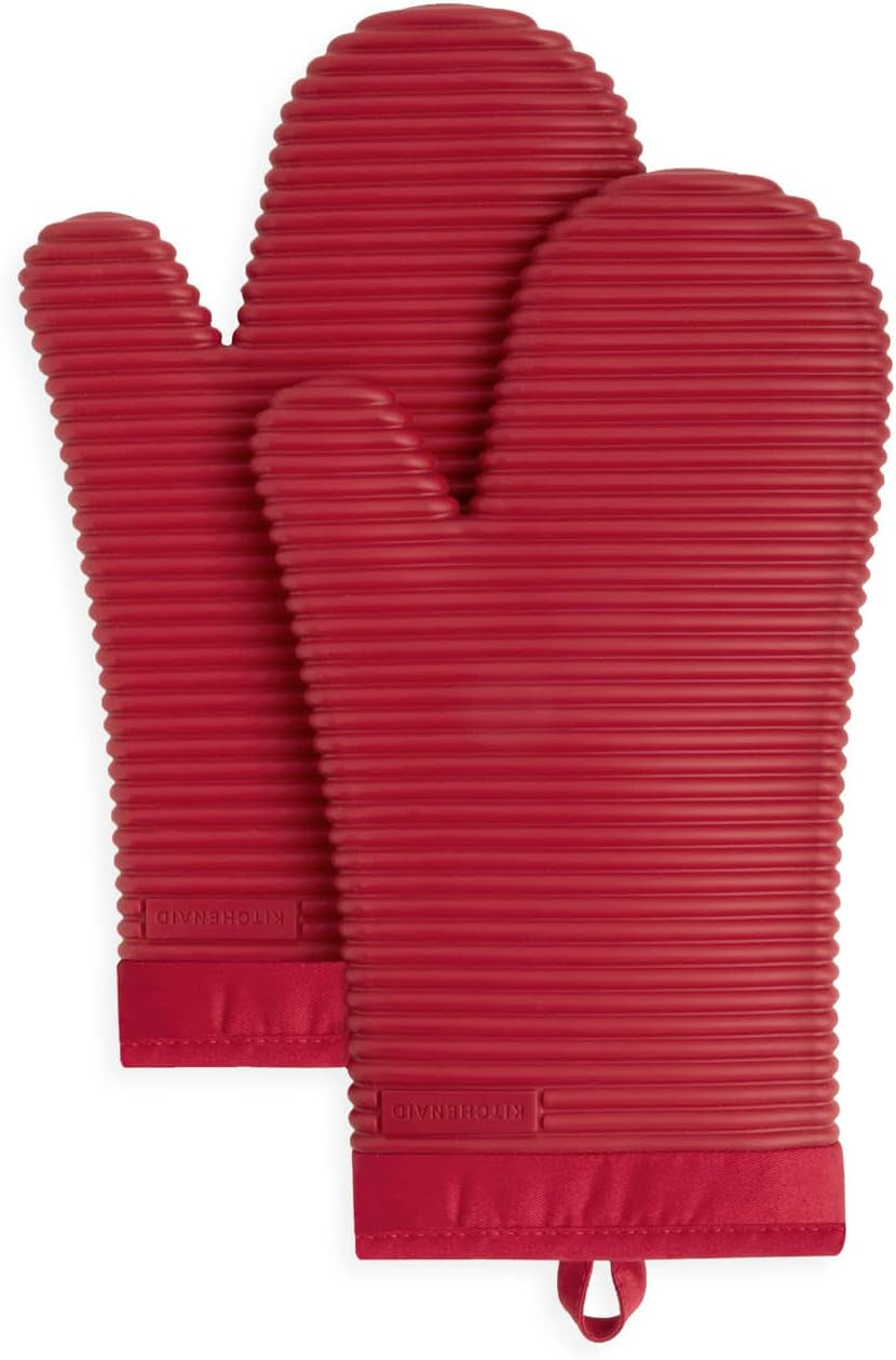 KitchenAid Ribbed Oven Mitts - Waterproof & Extra-Long (7"x13")