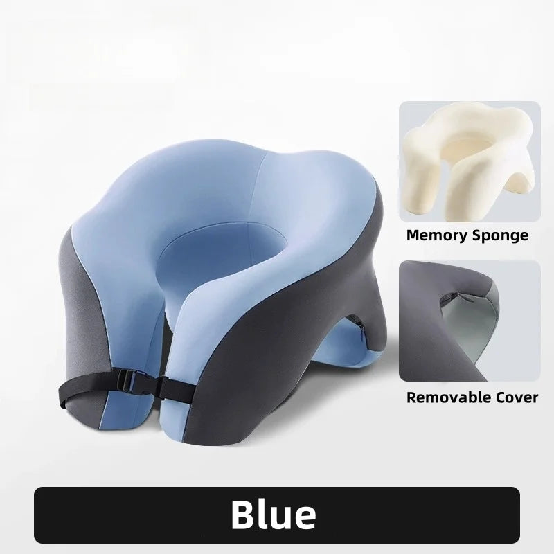 AeroRest™ Memory Foam Travel Pillow - 5-Second Rebound Tech with Adjustable Neck Support & Waterproof Bag