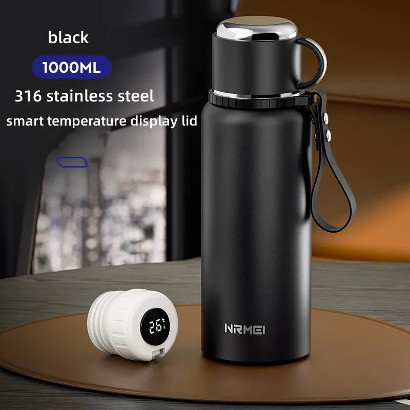 ThermoGuard Pro™ 2L Smart Water Bottle - 316 Stainless Steel Vacuum Flask with Temperature Display & Detachable Cup