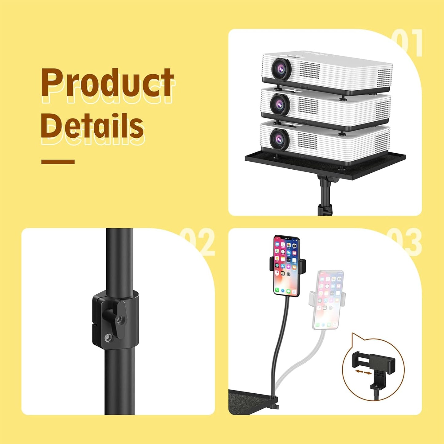 Rolling Laptop Stand - 360° Swivel Casters, Portable & Sturdy
