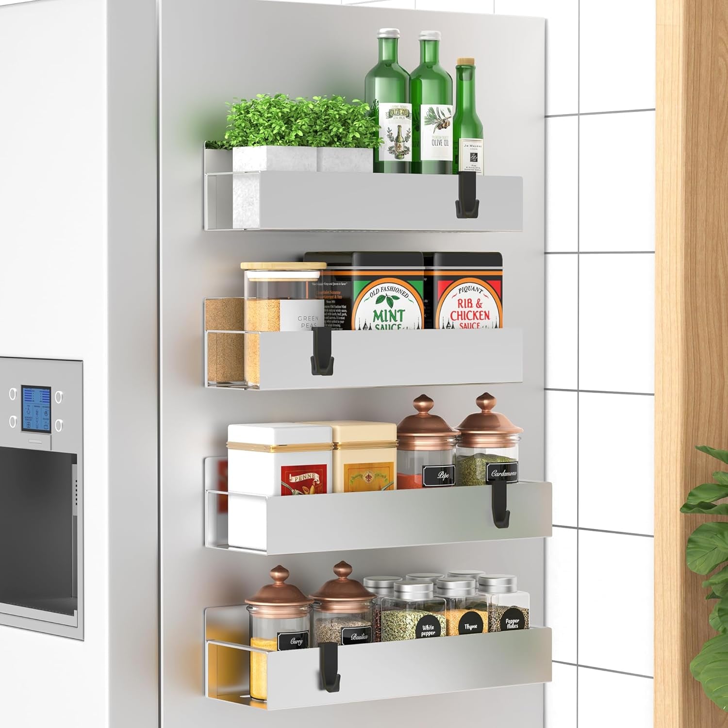 Magnetic Spice Storage - 4-Pack, Strong Hold, Kitchen Space Saver