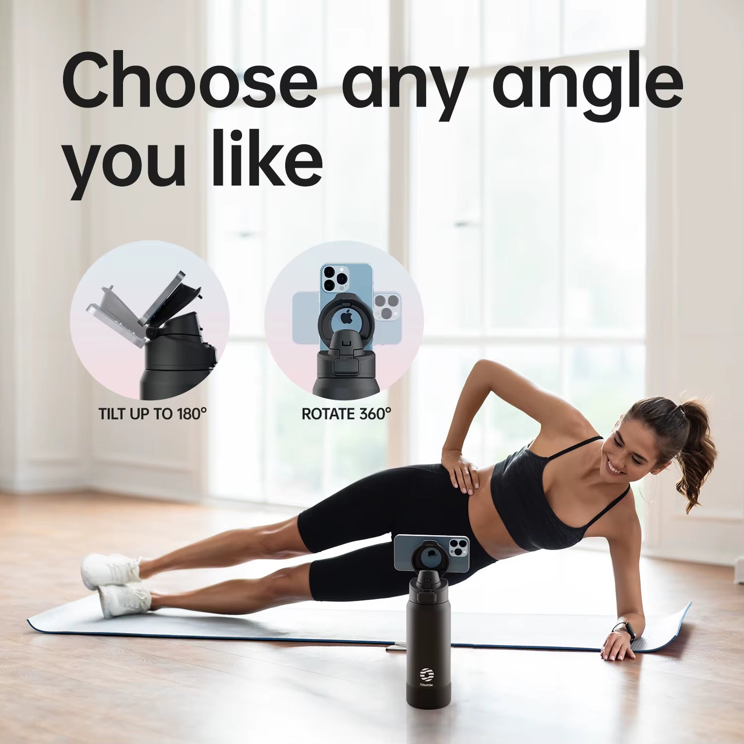 PhoneSip™ Magnetic Water Bottle - Double-Wall Vacuum Stainless Steel with Anti-Slip Phone Mount