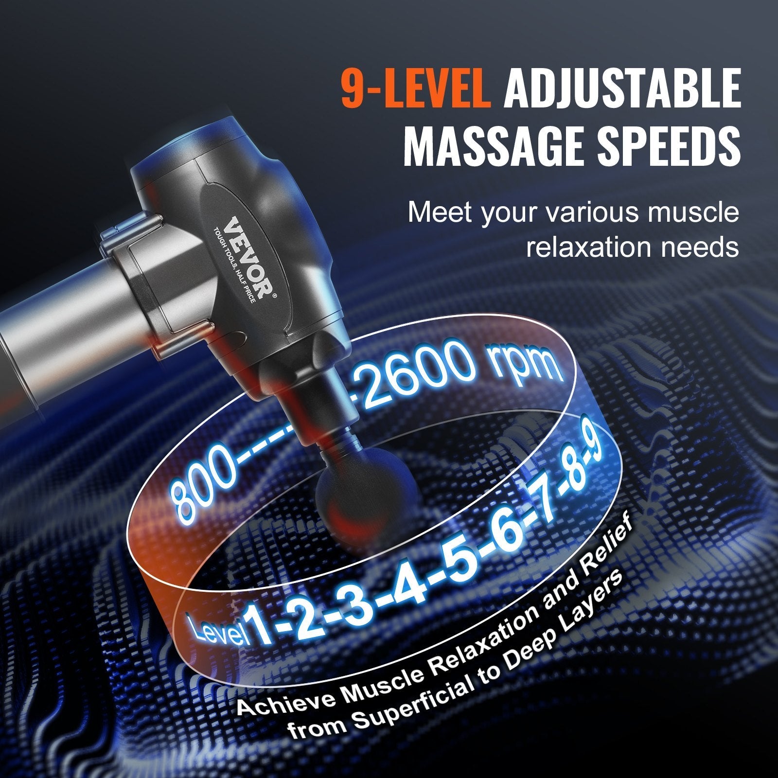 HyperStrike Pro Massage Gun | 9-Speed Deep Tissue Percussion with 6 Heads & 24V Power
