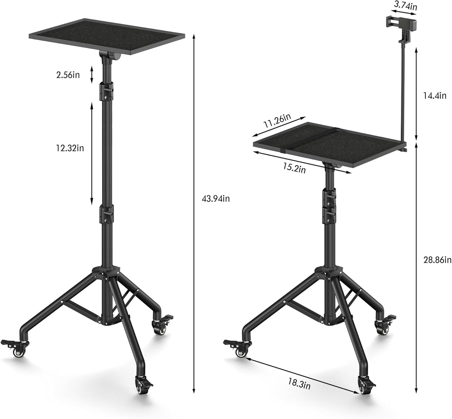 Rolling Laptop Stand - 360° Swivel Casters, Portable & Sturdy