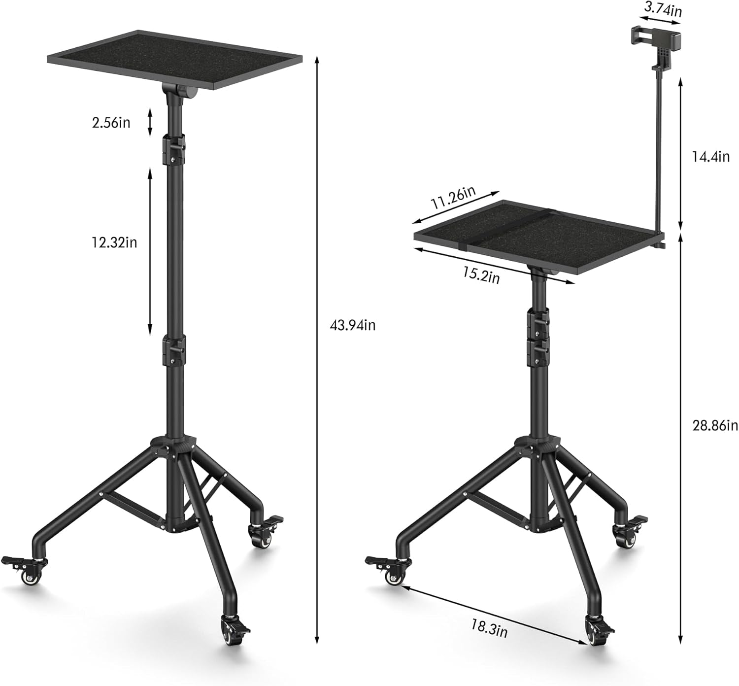Rolling Laptop Stand - 360° Swivel Casters, Portable & Sturdy