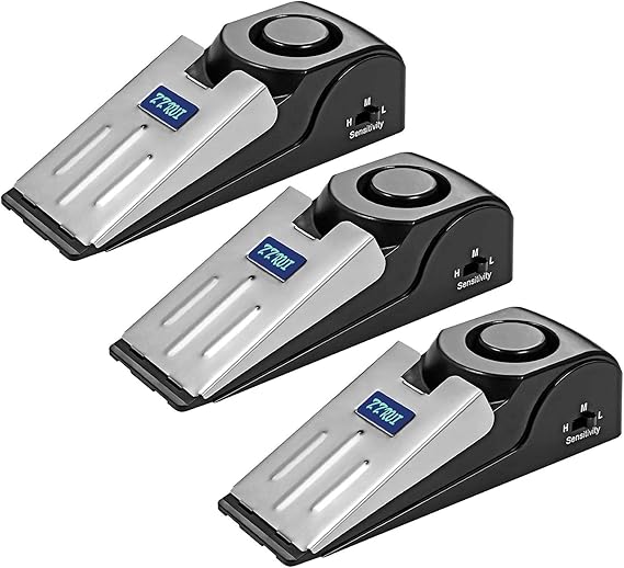 AlarmLock Go+™ Portable Door Stop Alarm with 120dB Siren | Travel Door Stopper, Entry Alert & Anti-Skid Self Defense Wedge for Home, Hotel, Apartment & Dorm