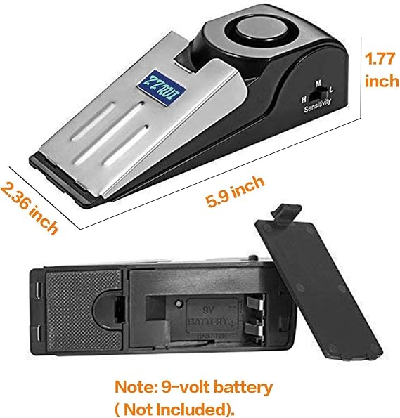 AlarmLock Go+™ Portable Door Stop Alarm with 120dB Siren | Travel Door Stopper, Entry Alert & Anti-Skid Self Defense Wedge for Home, Hotel, Apartment & Dorm