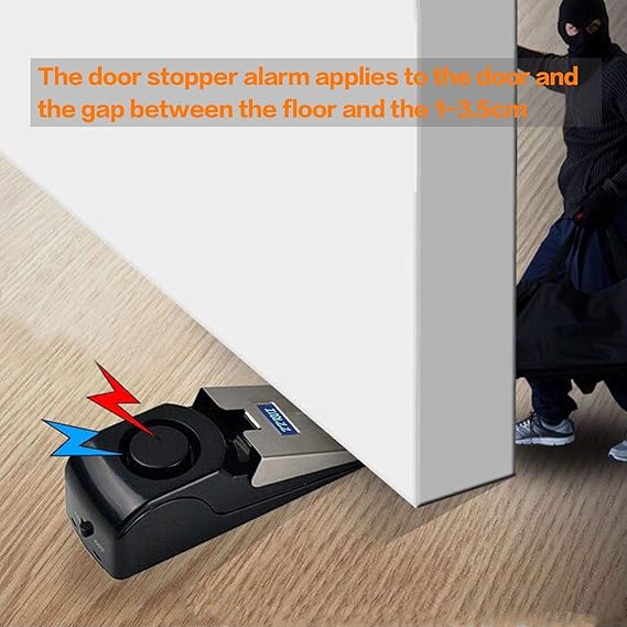 AlarmLock Go+™ Portable Door Stop Alarm with 120dB Siren | Travel Door Stopper, Entry Alert & Anti-Skid Self Defense Wedge for Home, Hotel, Apartment & Dorm