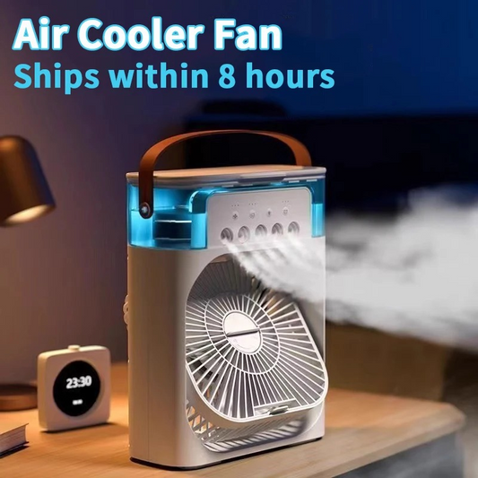 CoolMist Glow™ – Portable 3-in-1 Air Cooler Fan, Humidifier & 7-Color LED Night Light | USB Mini Air Conditioner for Home, Office & Travel