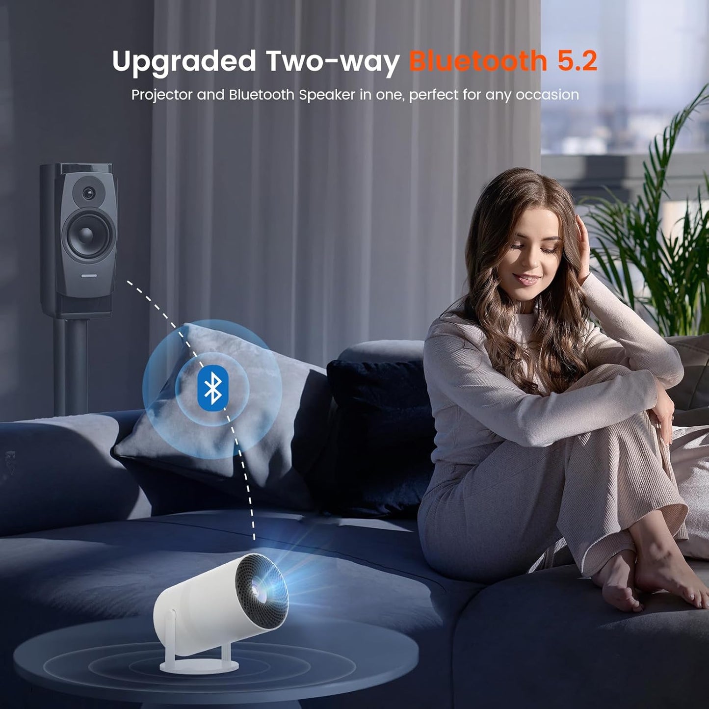 WISHOLY Mini Projector - WiFi/Bluetooth, 180° Rotation & Auto Keystone