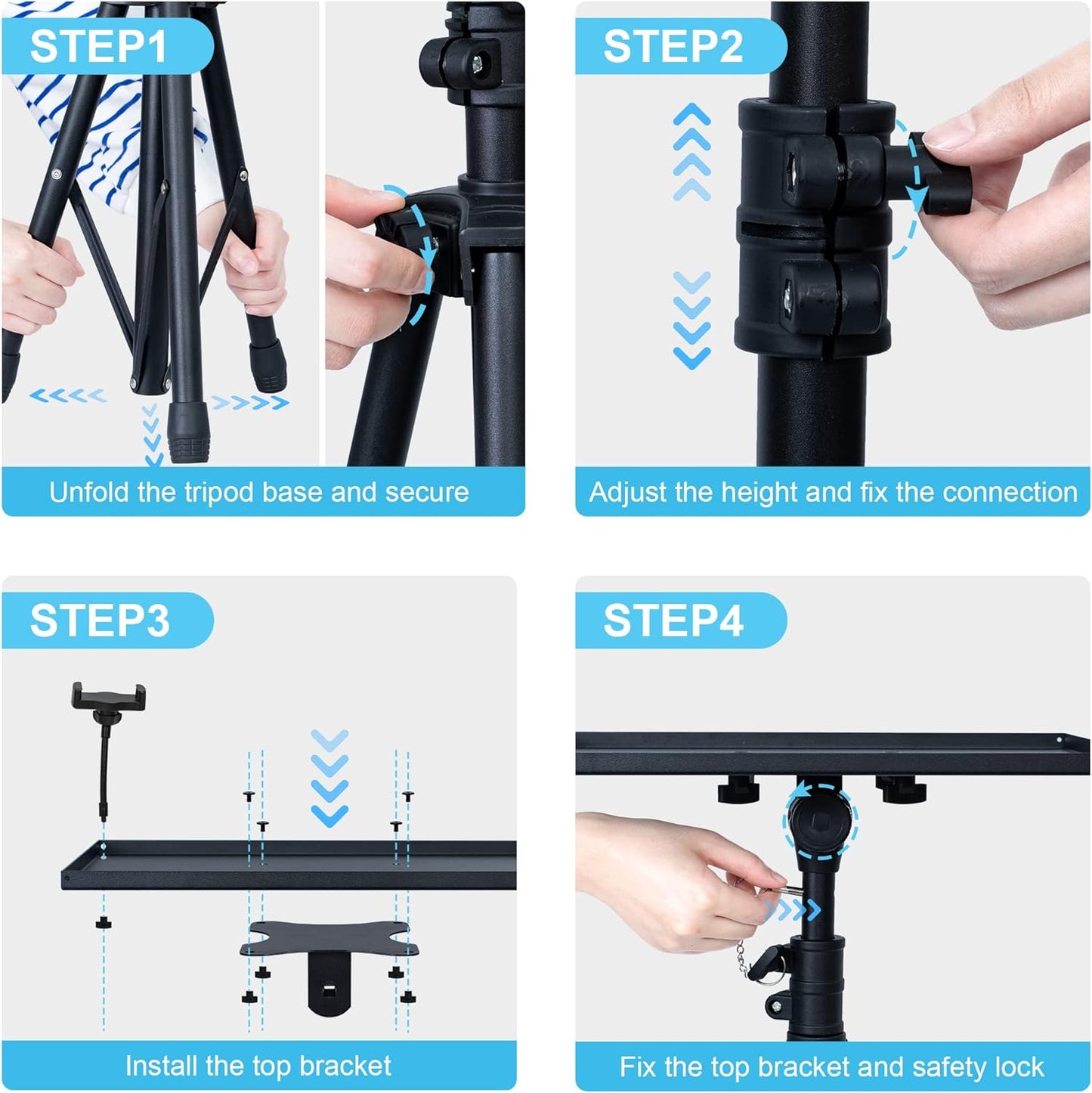 Adjustable Projector Stand (23"-46") w/ Phone Holder - 22lb Capacity