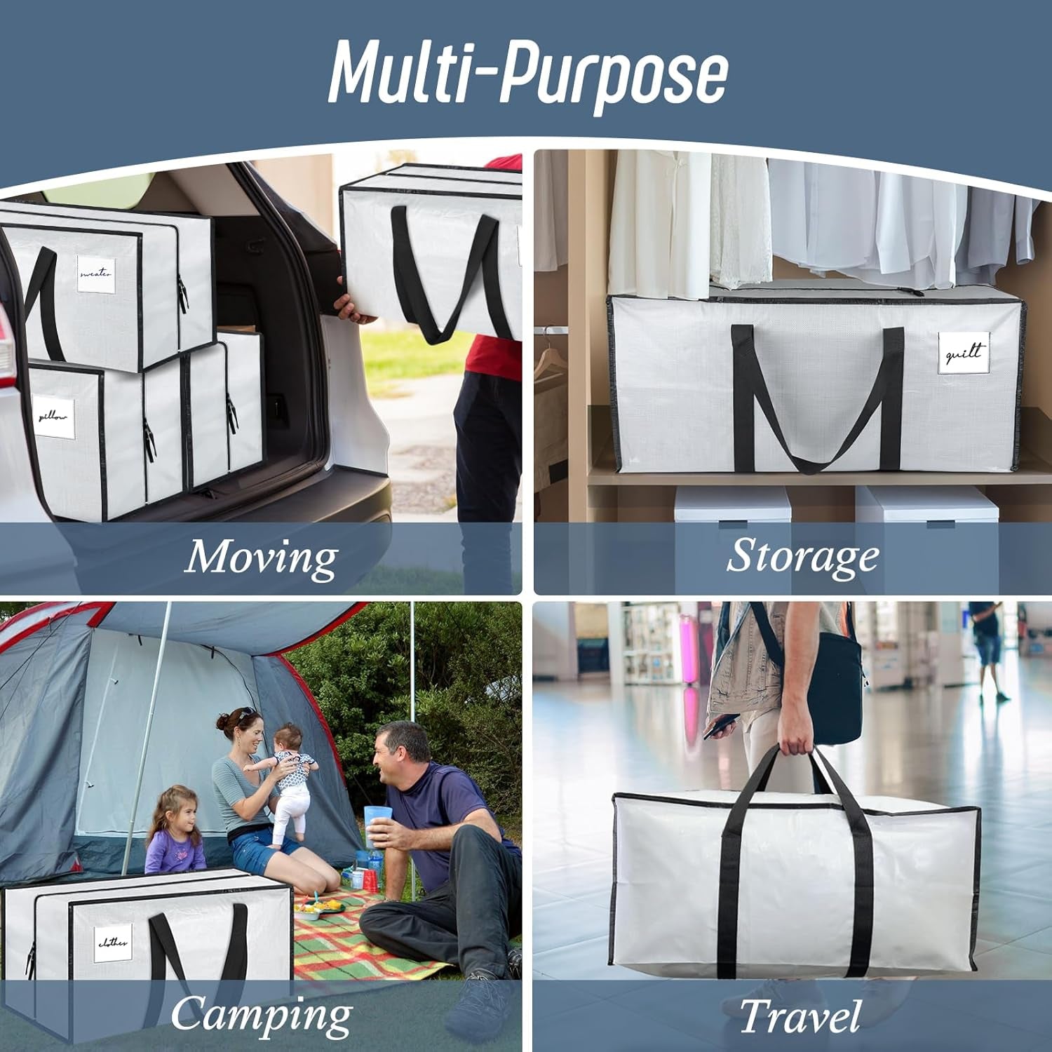 Fygrip Moving Bags (12-Pack) - College Storage, 29"L, No Puncture"