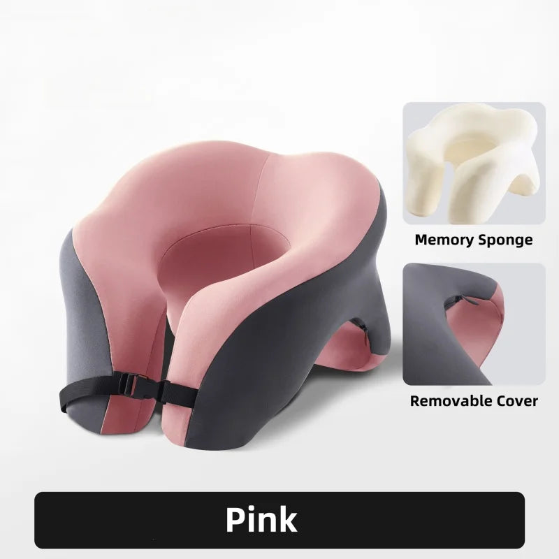 AeroRest™ Memory Foam Travel Pillow - 5-Second Rebound Tech with Adjustable Neck Support & Waterproof Bag