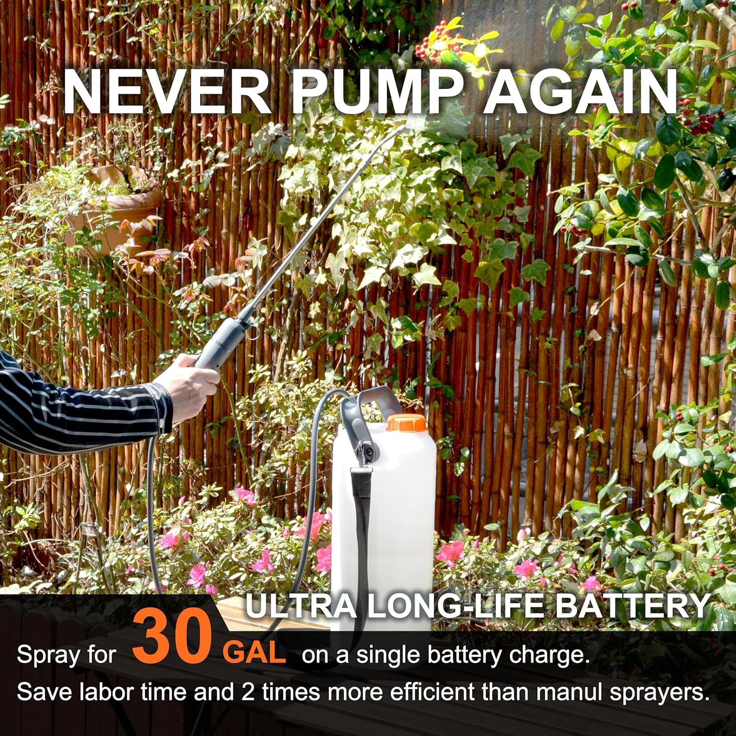 ESX-8 2-Gal Electric Sprayer – 32Gal Coverage, 4000mAh Battery & Telescopic Wand for Precision Spraying