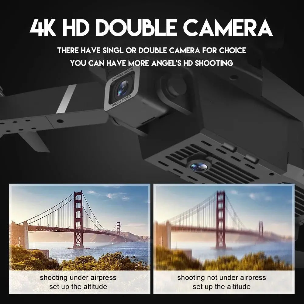 SkyVue Pro™ 2025 "4K FPV Drone with WiFi Live Feed – Foldable, Altitude Hold, 100m Range (E88 Pro Model)