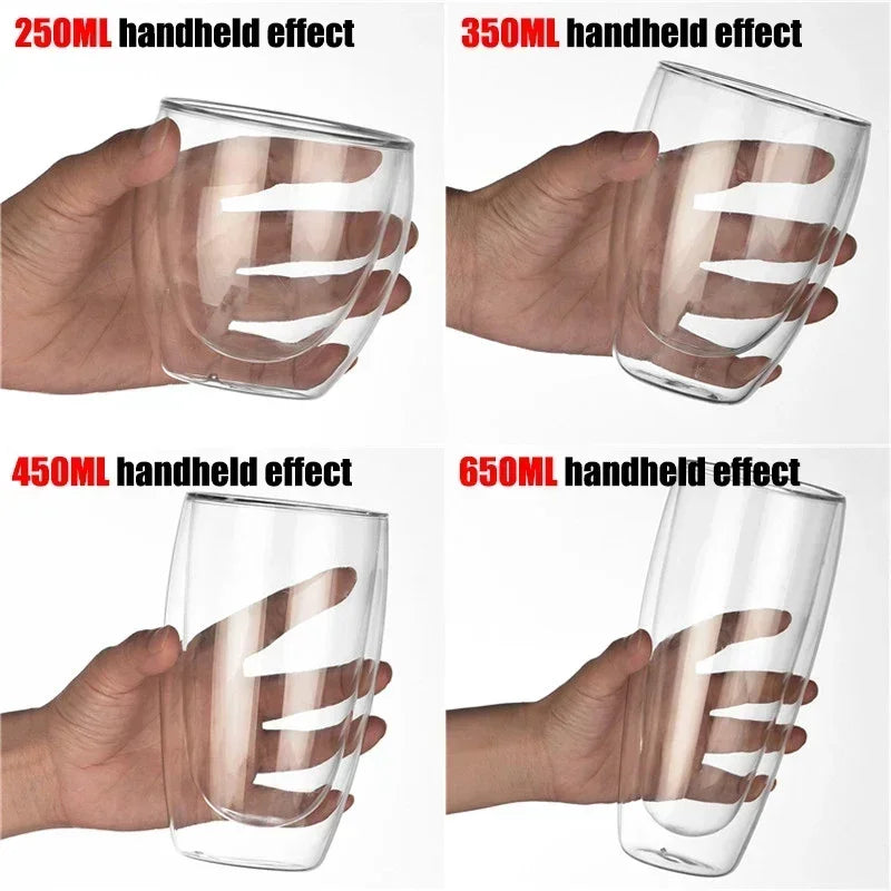 PureTaste™ Lead-Free Glass Cup Collection - Double Wall Design for Bar/Home/Office (Gift-Ready Packaging)