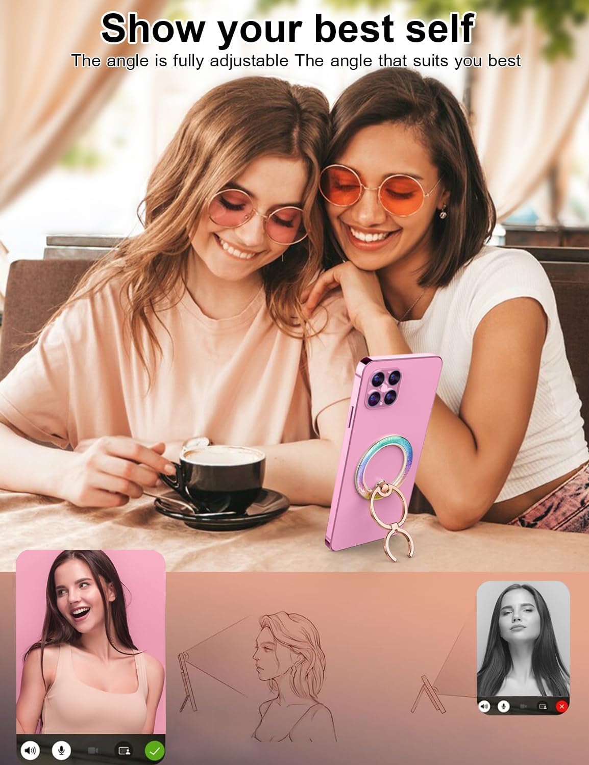 Fashion Phone Grip - Glitter Magnetic Stand for All Phones