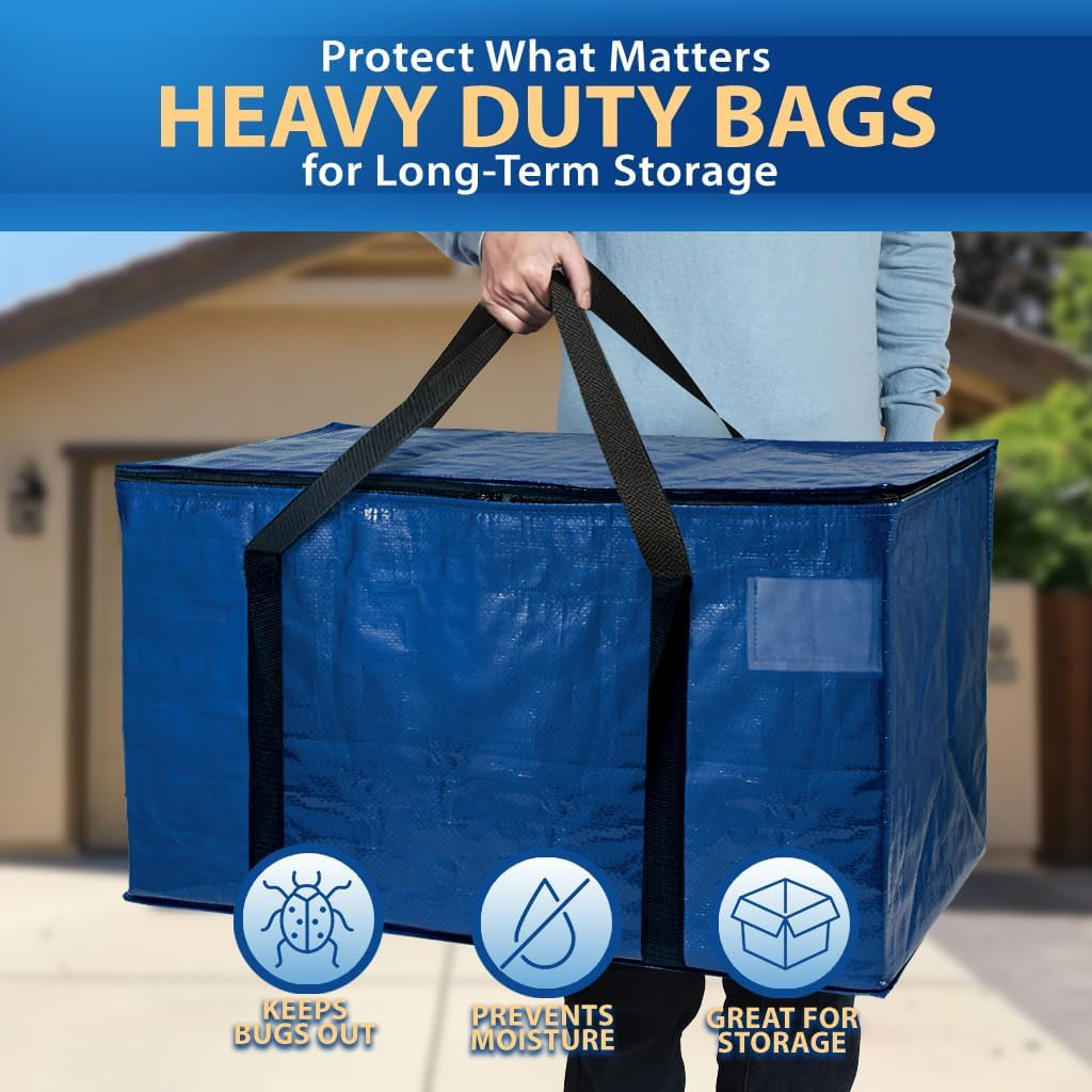 8-Pack Heavy Duty Moving Bags - 600D Fabric, Water-Resistant, Zippered (Blue)