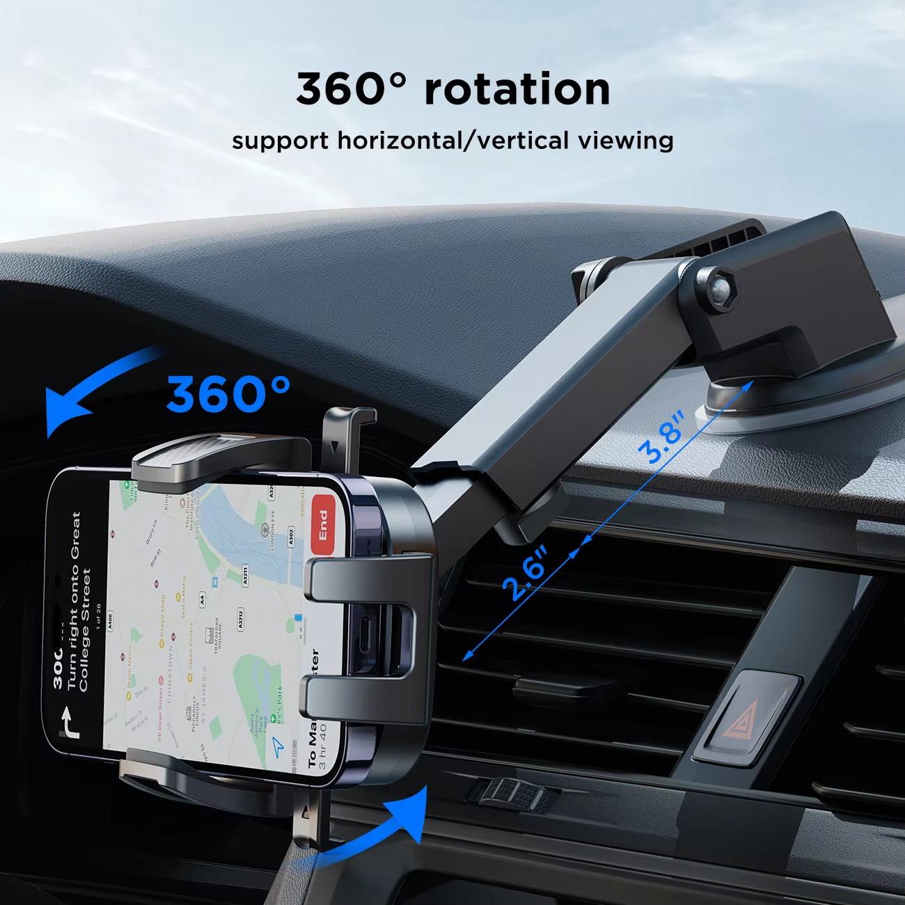 JoyGrip™  - Universal Car Mount Phone Holder with Suction Cup Base Dashboard Car Cell Phone Stand for Iphone Samsung Google Huawei
