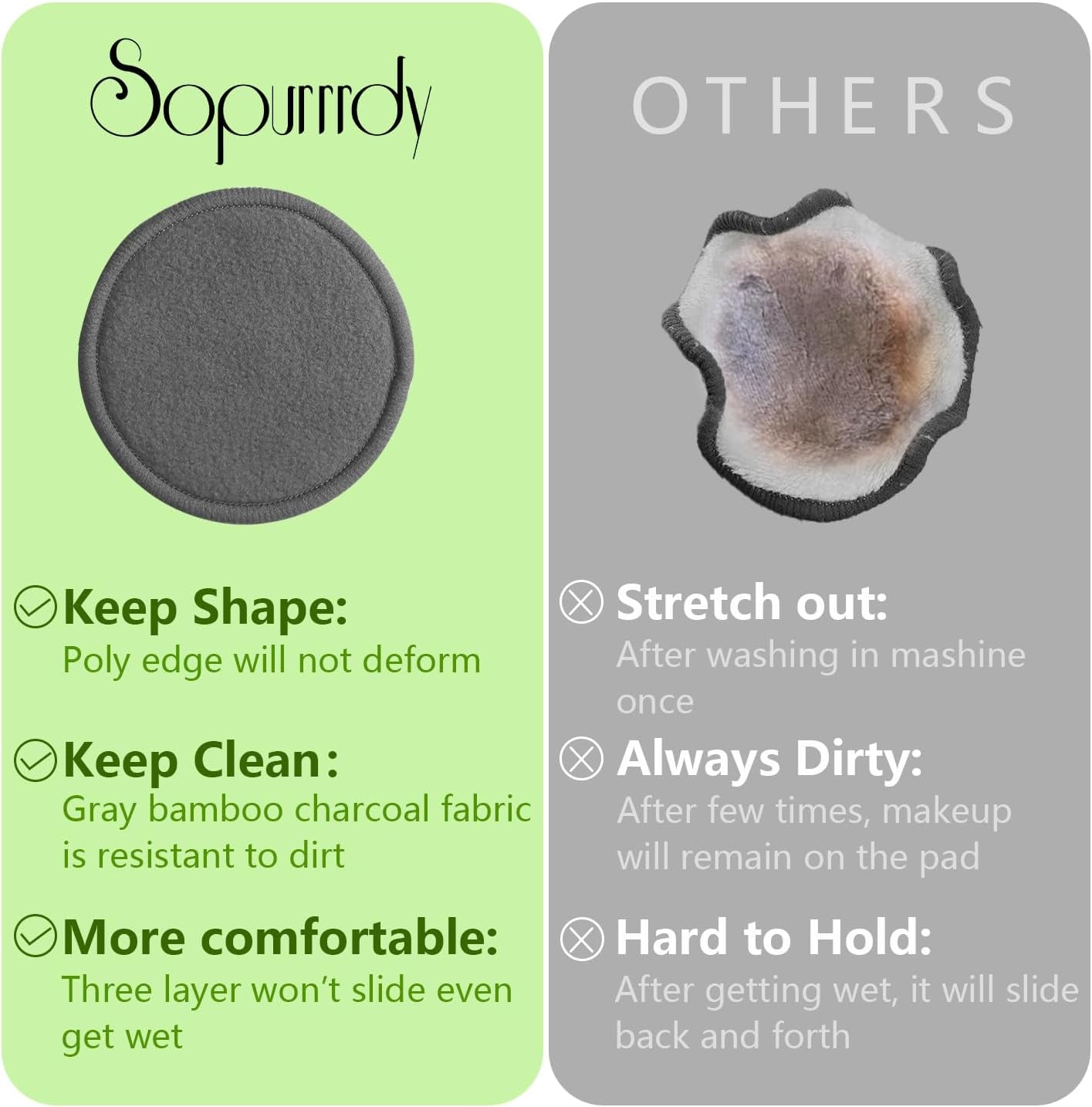 Reusable Makeup Remover Pads - Eco-Friendly Bamboo Cotton Rounds