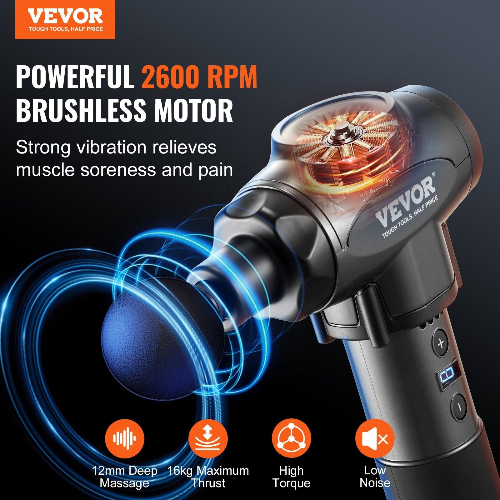 HyperStrike Pro Massage Gun | 9-Speed Deep Tissue Percussion with 6 Heads & 24V Power