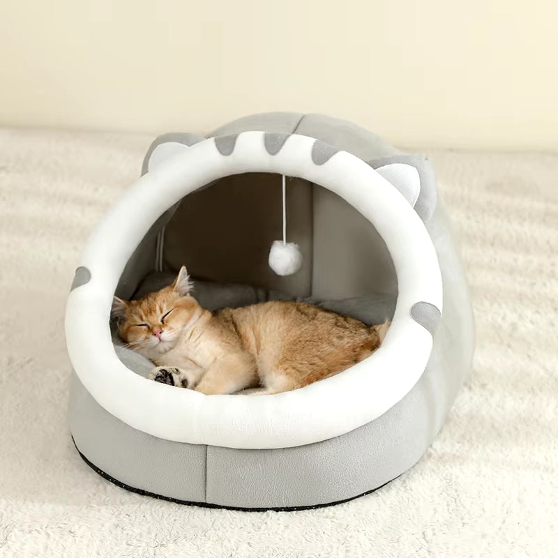 SnuggleHut™ Cat Bed - Winter-Warm Pet Cave with Waterproof Bottom, Breathable Fleece for Indoor Cats & Puppies
