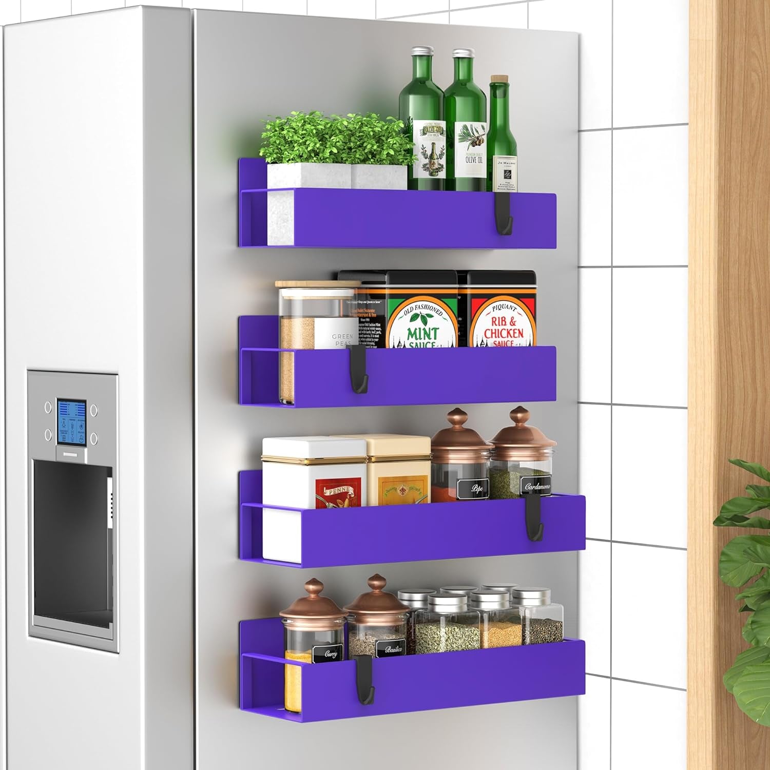 Magnetic Spice Storage - 4-Pack, Strong Hold, Kitchen Space Saver