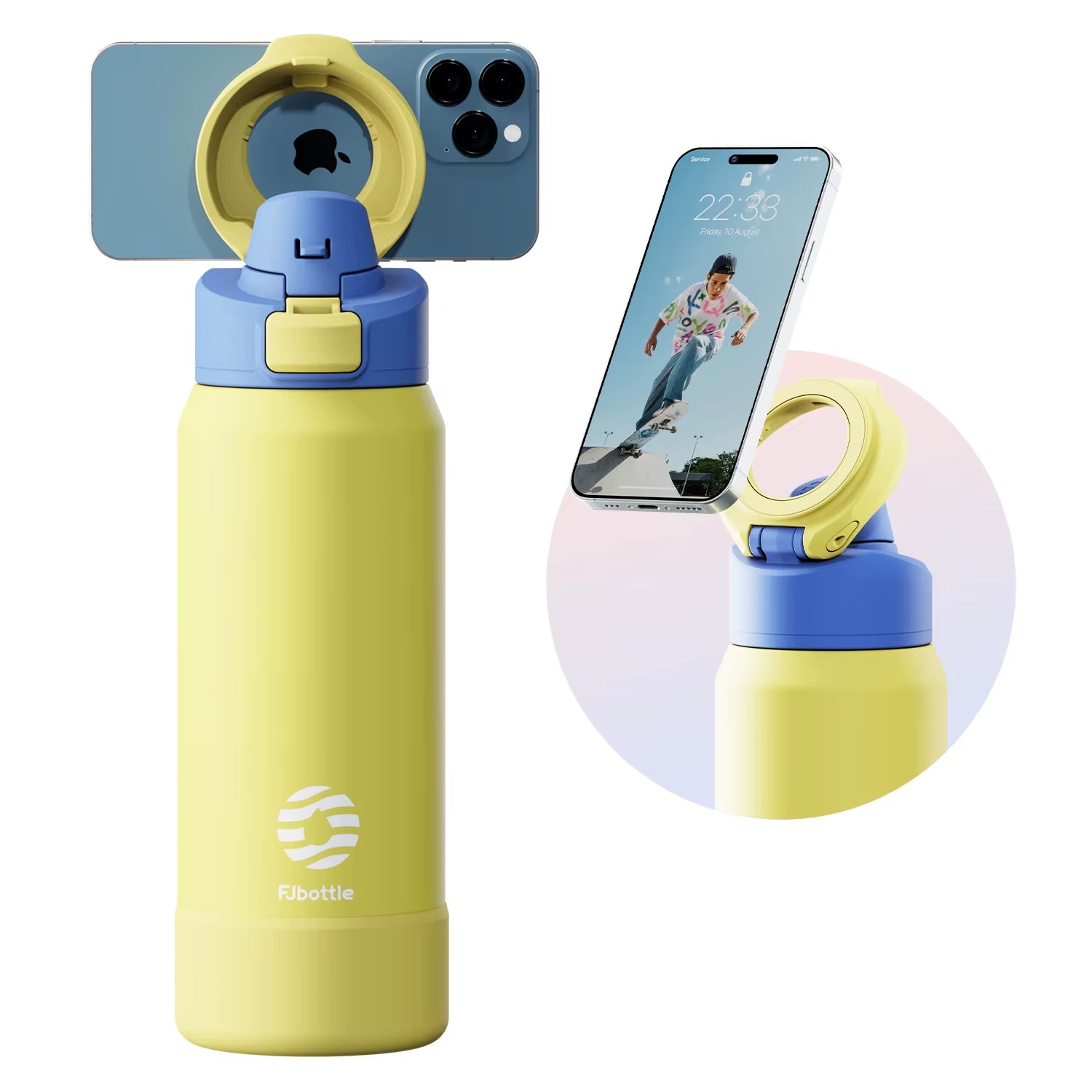 PhoneSip™ Magnetic Water Bottle - Double-Wall Vacuum Stainless Steel with Anti-Slip Phone Mount