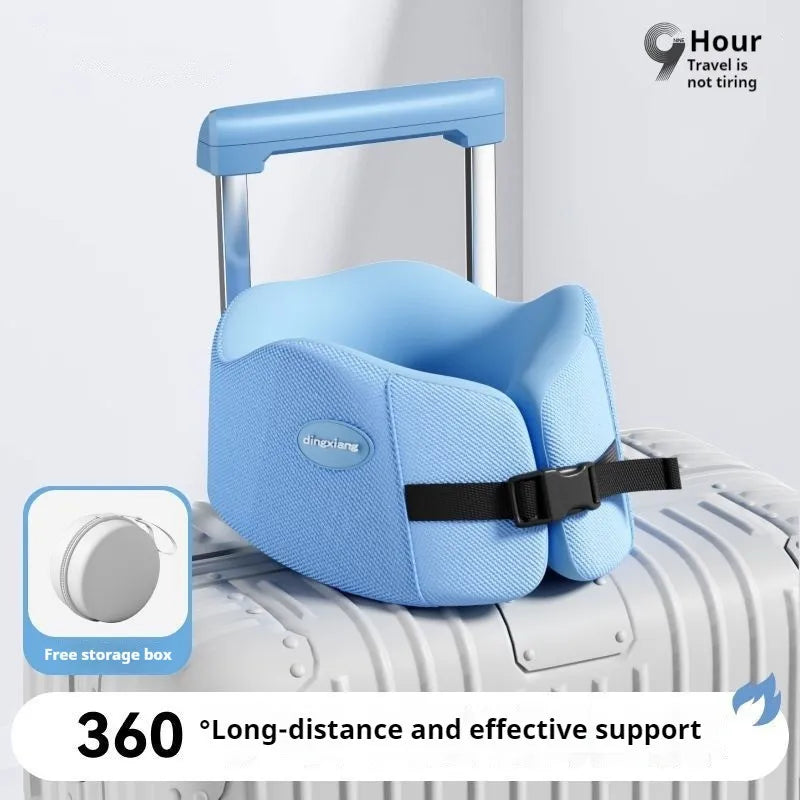 AeroRest™ Smart Neck Pillow - Ergonomic Memory Foam Design with Adjustable Chin Support (Grey/Blue)