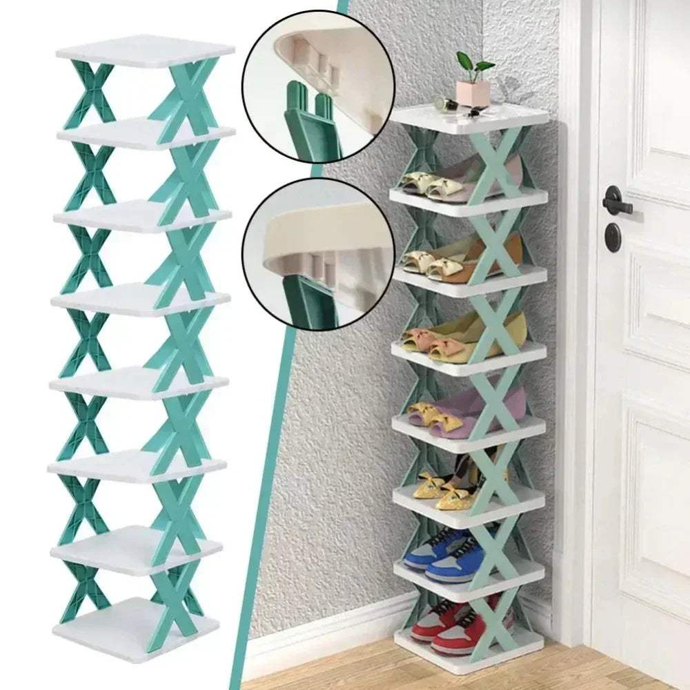 SpaceSole Pro™ - "Modular Shoe Rack Organizer - 4-Tier Detachable Plastic Shelf for Entryway & Dorms