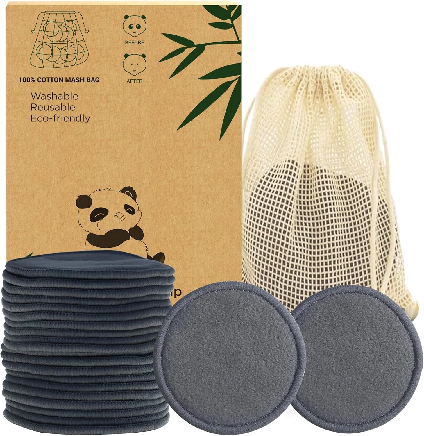 Reusable Makeup Remover Pads - Eco-Friendly Bamboo Cotton Rounds
