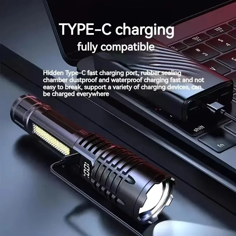 TactiBeam™ X900 LED Torch - 18650 4000mAh Battery, 1.2M Drop Proof, USB-C Fast Charging